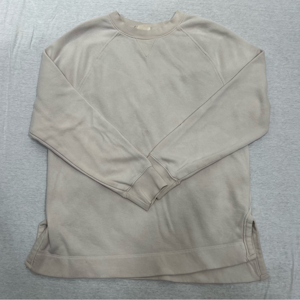 Beige Target Crewneck with Slits on Side